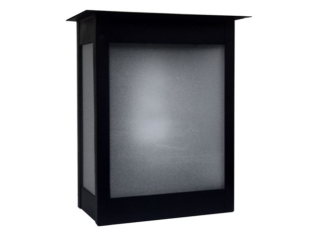 Farol hierro pared c/vidrio arenado mediano (alt. 24cm) negro              FERROLUX en Faroles | Electroluz Miramar