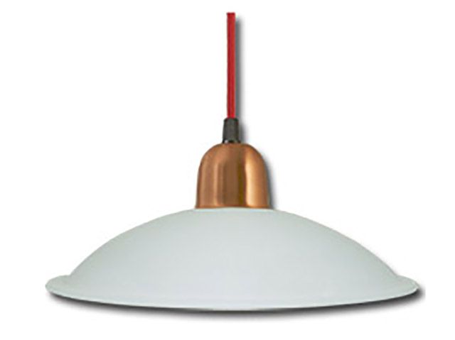 Colgante 1 luz cobre pulido c/tul. sat. y cable plancha neg/bla       FERROLUX en Iluminación - Colgantes | Electroluz Miramar