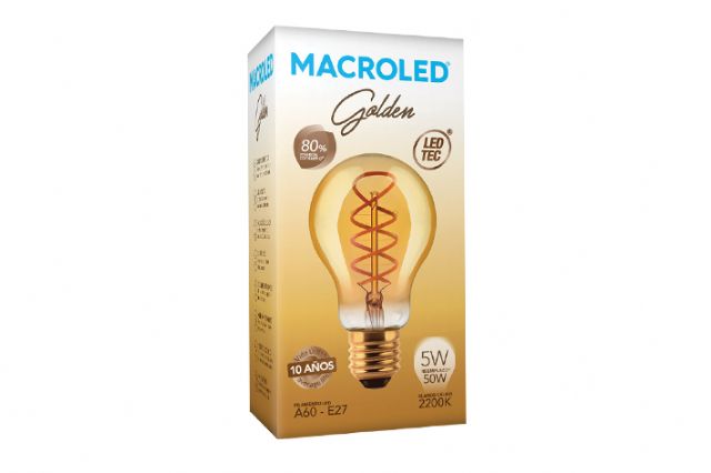 Lamp. Led A60 Golden Filamento 5w E-27           MACROLED en Lampara Led Filamento | Electroluz Miramar