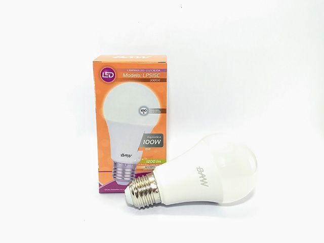 Lamp. led 15w A60 220v E-27 calida   20000hs         BAW: en Lamparas Led | Electroluz Miramar