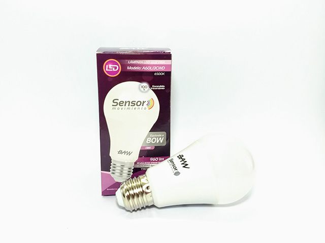 Lamp. led 13w A60 220v E-27 c/sensor movim. Fria  (10)           BAW en Lamparas Led Sensor | Electroluz Miramar