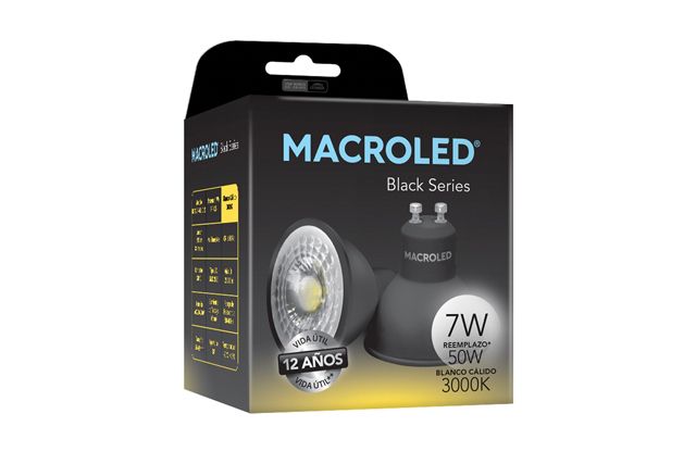 Lamp. Dicro GU10 7w luz calida negra      MACROLED en Lámparas Dicroicas Led | Electroluz Miramar