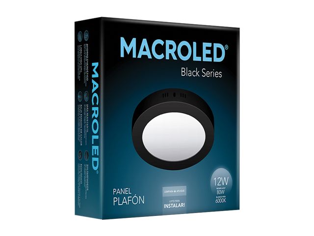 Plafon Led 12w redondo 6.500k negro       MACROLED en Plafon Led Redondo | Electroluz Miramar