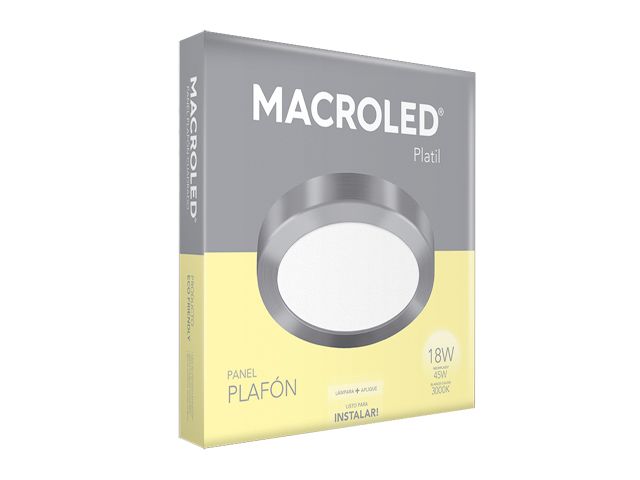 Plafon Led 18w redondo 3.000k plateado        MACROLED en Plafon Led Redondo | Electroluz Miramar