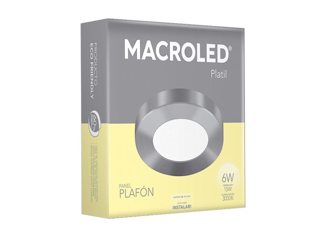 Plafon Led 6w redondo 3.000k plateado        MACROLED en Plafon Led Redondo | Electroluz Miramar