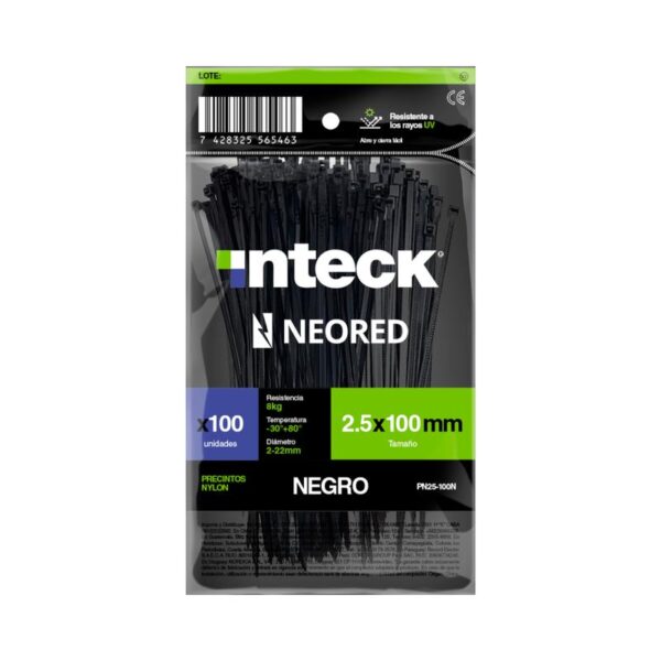 Precinto de Nylon 4.8mm x 400mm Negro 100u PN48-400N