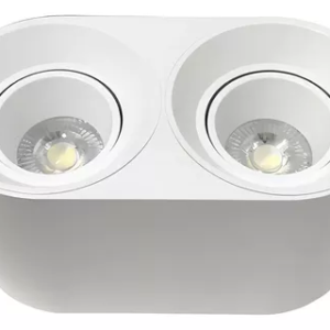 Plafón Redondo para Dos Dicroicas Móvil PVC Blanco MACROLED APCDL-X2-B-PC