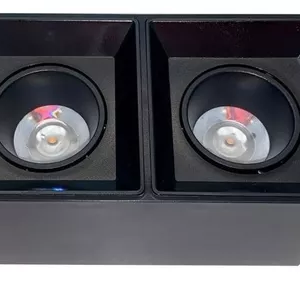 Plafón Cuadrado para Dos Dicroicas Móvil PVC Negro MACROLED APCDL-X2-N-PC