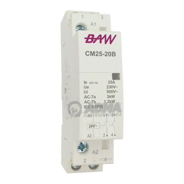 Contactor Modular 25A para Riel DIN 2NO 24V BAW CM25-20B