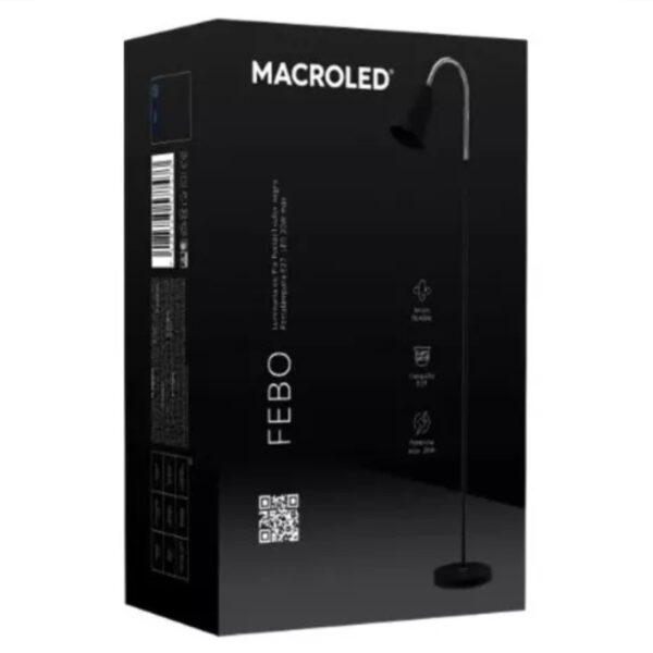 Lampara de pie Febo rosca E-27 20w negra - Image 3