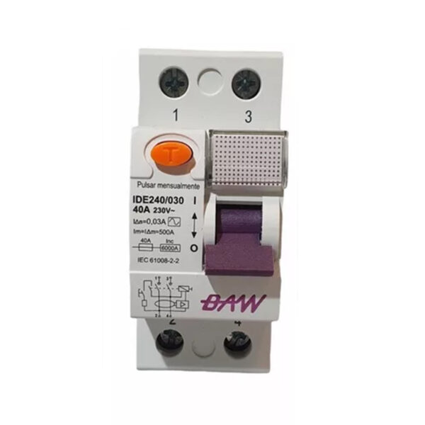 Disyuntor diferencial 2x40A 30mA ID240/030 BAW