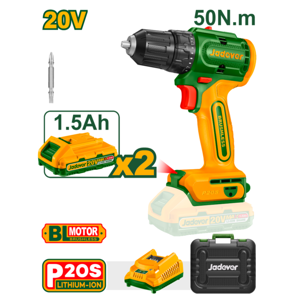 Taladro Atornillador Inalámbrico con Cargador Jadever JDCDP552-4 Macroled