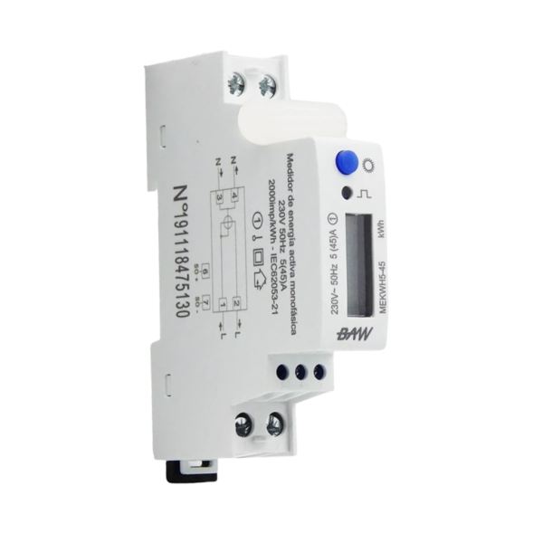 Medidor monof. Kwh 5 A 1 modulo BAW MM1D5-45 BAW