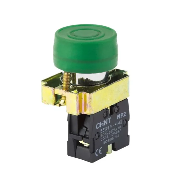 Pulsador de Cuerpo Metálico 22mm Verde Contacto 1NA CHINT MACROLED NP2-BA31