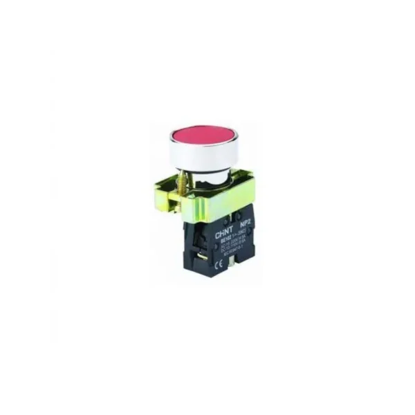 Pulsador de Cuerpo Metálico 22mm Rojo Contacto 1NC CHINT MACROLED NP2-BA42