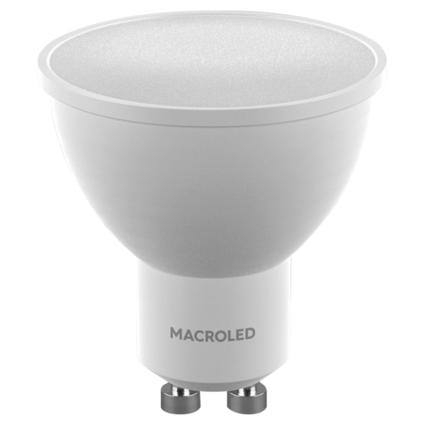 Lámpara LED Dicroica GU10 5W 220V Luz Cálida MACROLED PAR16-PVCB-5W-120D-WW