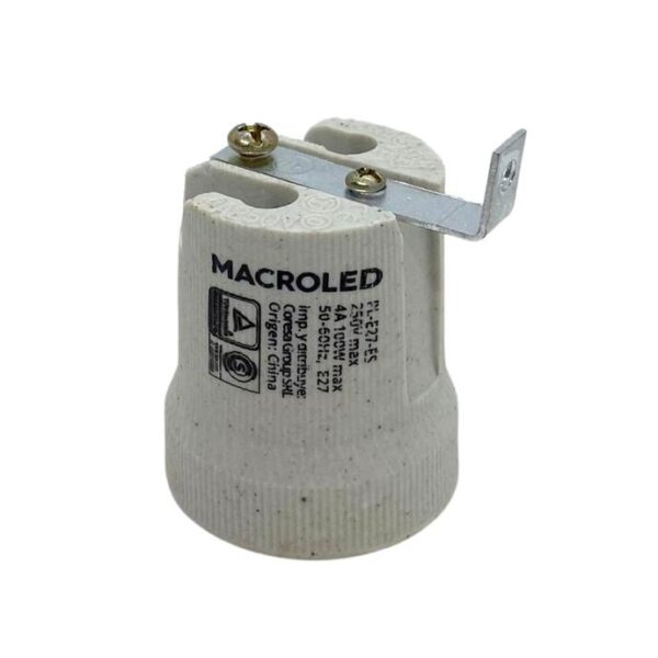 Portalámparas Cerámico E-27 con Escuadra MACROLED PL-E27-ES