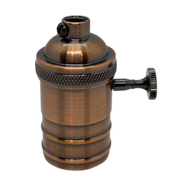 Portalámpara de Aluminio E-27 Vintage con Perilla Cobre MACROLED PLV-VIN-P-E27-CO