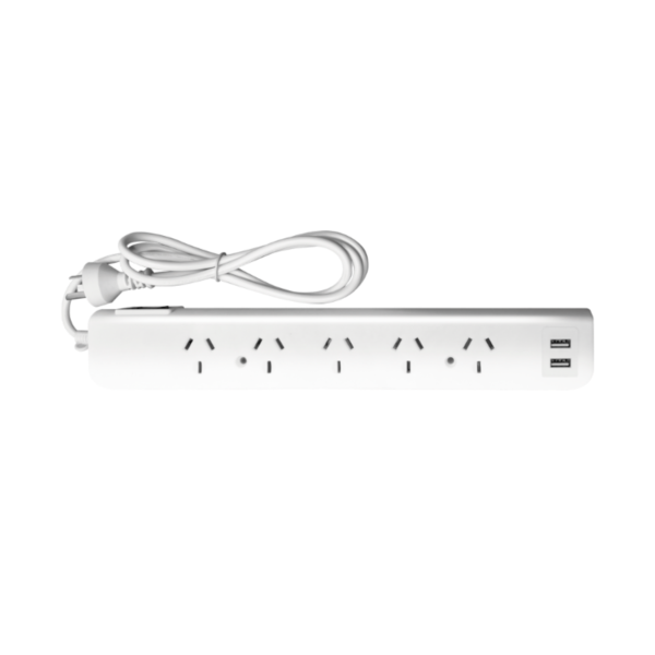 Regleta de 5 Tomas + 2 Puertos USB 1.5 Metros 250V 10A Blanca MACROLED PX5B-2USB-1.5