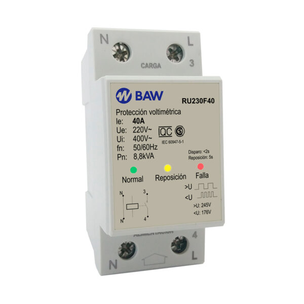 Protector de Tensión Monofásico 40A 220V BAW RU230F40