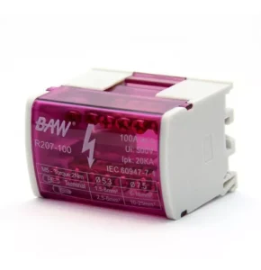 Repartidor para Riel DIN 2 Polos 100A 7 Tomas BAW R207-100