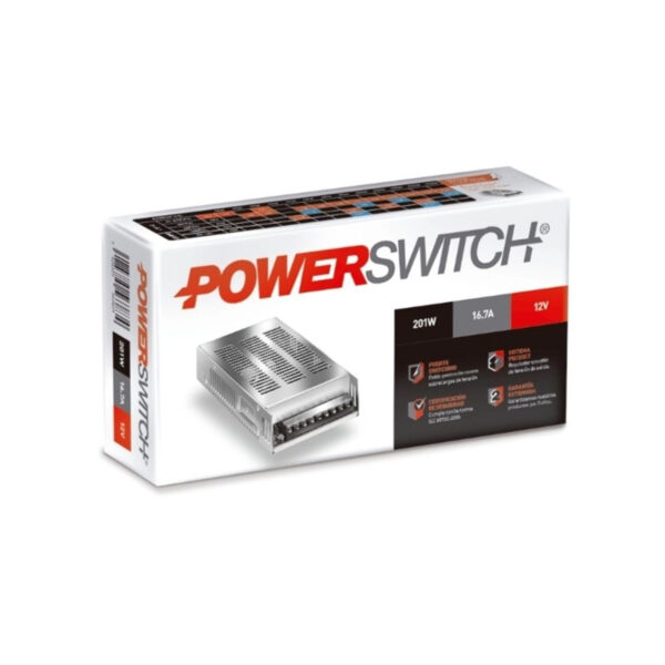 FUENTE POWERSWITCH 12V 17A 201W IP20 MACROLED S-201W-12V
