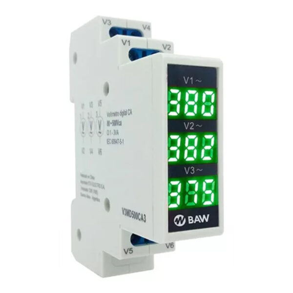 Voltimetro digital Din Trifasico 1mod. 80-500va V3MD500CA3 BAW