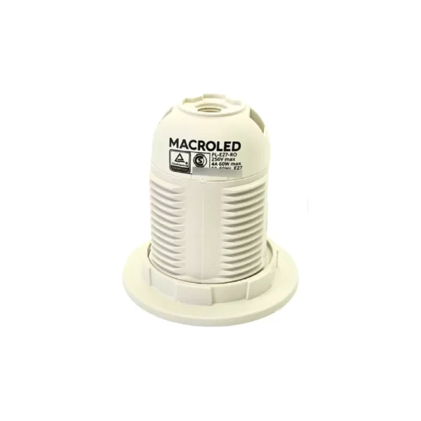 Portalámpara Plástico E-27 con Rosca Exterior con Aro MACROLED PL-E27-RO