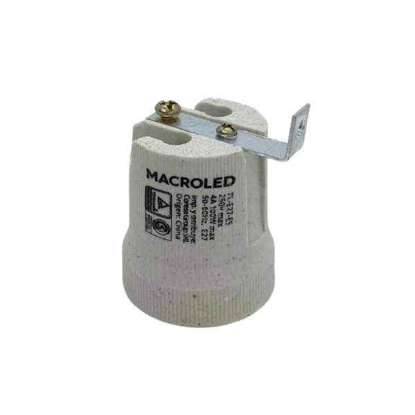 Portalámparas Cerámico E-27 con Escuadra MACROLED PL-E27-ES