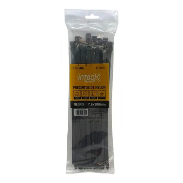 Precinto de nylon 7.6mm x 300mm negro INTECK PN76-300N MACROLED