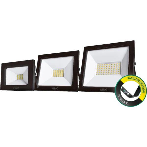 Reflector LED IP65 Luz Fría 6500K Negro KING