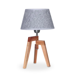 Velador Plegable en Madera Paraíso con Pantalla de Arpillera Gris