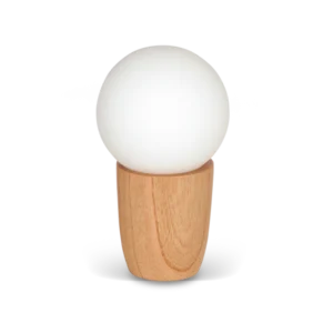 Velador en Madera Paraíso con Tulipa de Vidrio Blanco Opal