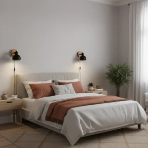 Aplique de una Luz en Metal Negro con Madera