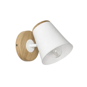 Aplique 1 Luz Madera Paraíso y Cabezal de Chapa Blanco