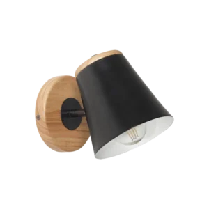 Aplique 1 Luz Madera Paraíso y Cabezal de Chapa Negro