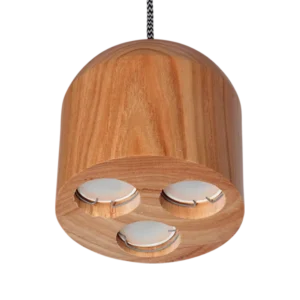 Colgante de Luces en Madera Lenga con Cable Textil