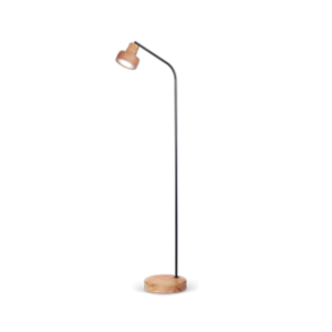 Lámpara de Pie en Madera Paraíso y Metal Negro