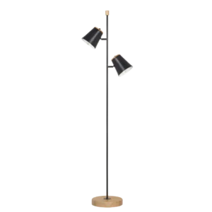 Lámpara de Pie de 2 Luces Negra