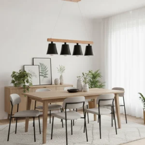 Colgante de 4 Luces en Madera Paraíso