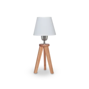 Lámpara de Mesa en Madera Paraíso con Pantalla de Lino Blanca