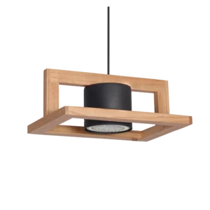 Colgante de 1 Luz en Madera Paraíso con Tacho de Metal