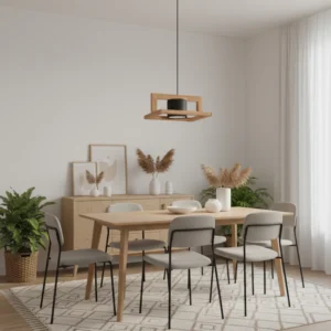 Colgante de 1 Luz en Madera Paraíso con Tacho de Metal