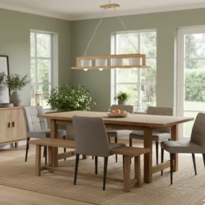 Colgante de 4 Luces en Madera Paraíso con Tachos de Metal