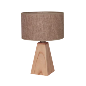 Lámpara de Mesa en Madera Paraíso con Pantalla de Arpillera Marrón