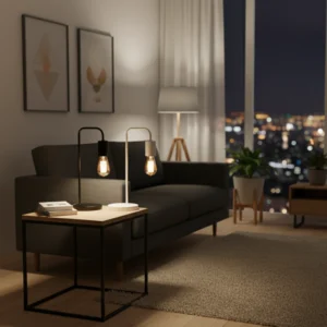 Lámpara de Mesa Industrial en Madera Paraíso