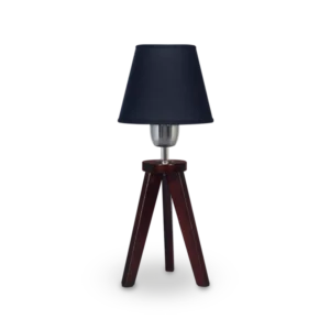 Lámpara de Mesa de Pino Color Wengue con Pantalla de Lino