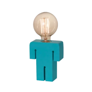 Velador Silueta Nene en Madera Pintada Celeste