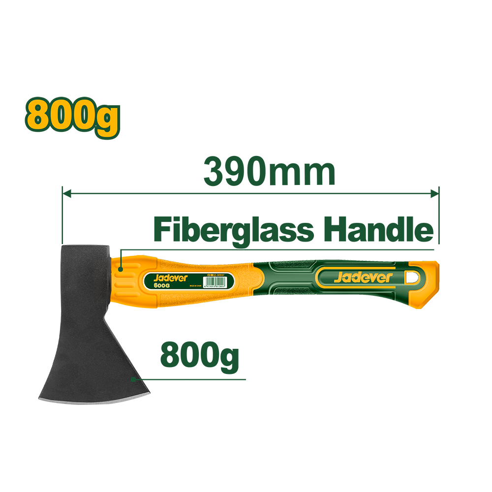 Hacha con mango de fibra de vidrio 800g Jadever JDHM6308