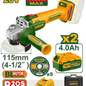 Amoladora Angular Inalámbrica 20V 9000 RPM (Kit con 2 Baterías) Jadever JDLAPB522-4